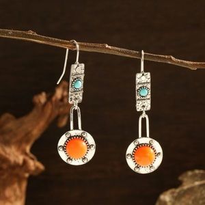 TURQUOISE Decor Round Drop Dangle Earrings
